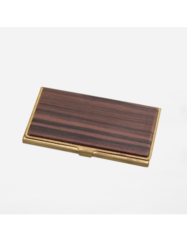 BRASS & WOOD CARDCASE SOLID WITH BOX IN MACASSAR EBONY WOOD Amélioration de cerveau avec